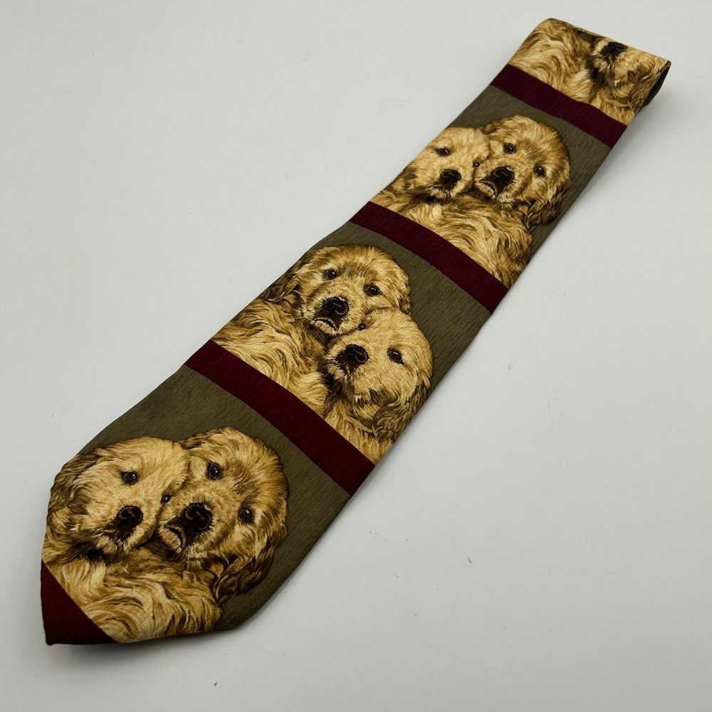 VTG Greenwich Workshop Golden Retriever Tie Good As Gold Dog Puppies Kitsch 1998 - Picture 3 of 4